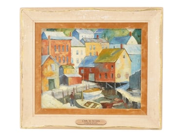 CARL WILLIAM PETER AMERICAN PAINTING HARBOR BOATS