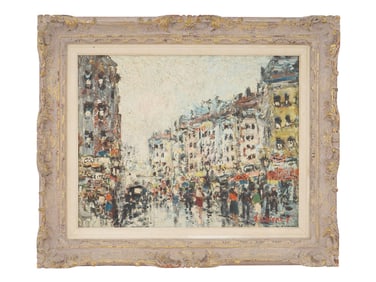 VLADIMIR LAZAREV RUSSIAN STREET VIEW OIL PAINTING