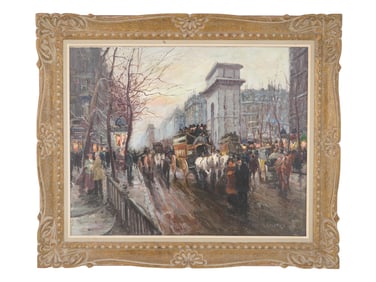 VLADIMIR LAZAREV RUSSIAN PARIS STREET OIL PAINTING