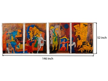 MODERN INDIAN PAINTINGS SIGNED HUSAIN BANARAS SERIES