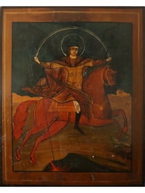 ANTIQUE RUSSIAN ORTHODOX SAINT MICHAEL ARCHANGEL ICON