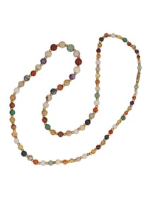 VINTAGE MULTI COLOR JADE GRADUATED BEAD NECKLACE