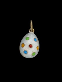 RUSSIAN SILVER GUILLOCHE ENAMEL EASTER EGG PENDANT
