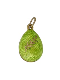 RUSSIAN SILVER GUILLOCHE ENAMEL EASTER EGG PENDANT