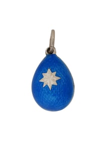 RUSSIAN SILVER GUILLOCHE ENAMEL EASTER EGG PENDANT