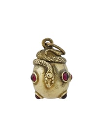 RUSSIAN GILT SILVER GEMS SNAKE EASTER EGG PENDANT