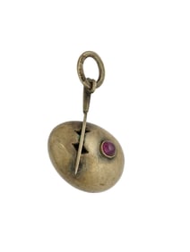 RUSSIAN GILT SILVER RUBY KNIFE EASTER EGG PENDANT