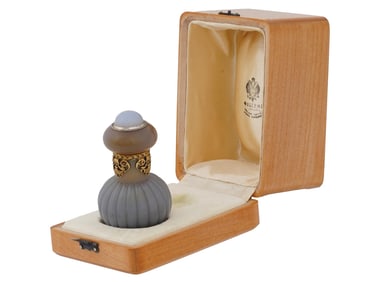 RUSSIAN SILVER AGATE BLUE CHALCEDONY PERFUME BOTTLE