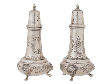 ANTIQUE BALDWIN MILLER SILVER SALT PEPPER SHAKERS
