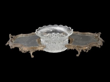 ANTIQUE FRENCH SILVER PLATED BRONZE PLATEAU TRAYS
