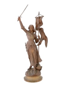 HIPPOLYTE F MOREAU FRENCH JOAN OF ARC BRONZE SCULPTURE