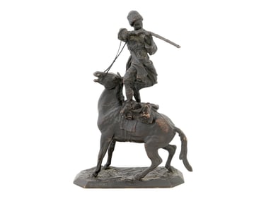 EUGENE LANCERAY RUSSIAN EQUESTRIAN BRONZE SCULPTURE