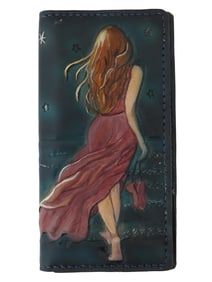 LEATHER WOMENS WALLET RONY ELEGANCE LADY ON THE BEACH