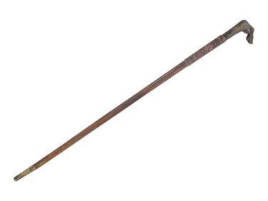 18TH CEN SWORD WALKING CANE W WOOD HORSE HOOF HANDLE