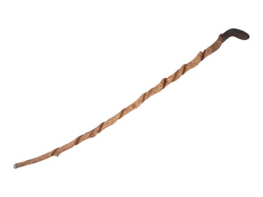 CARVED WOOD AND GEMSTONES WALKING CANE W SNAKE