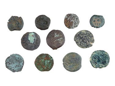 GROUP OF 11 ANCIENT HOLY LAND JUDAICA BRONZE COINS