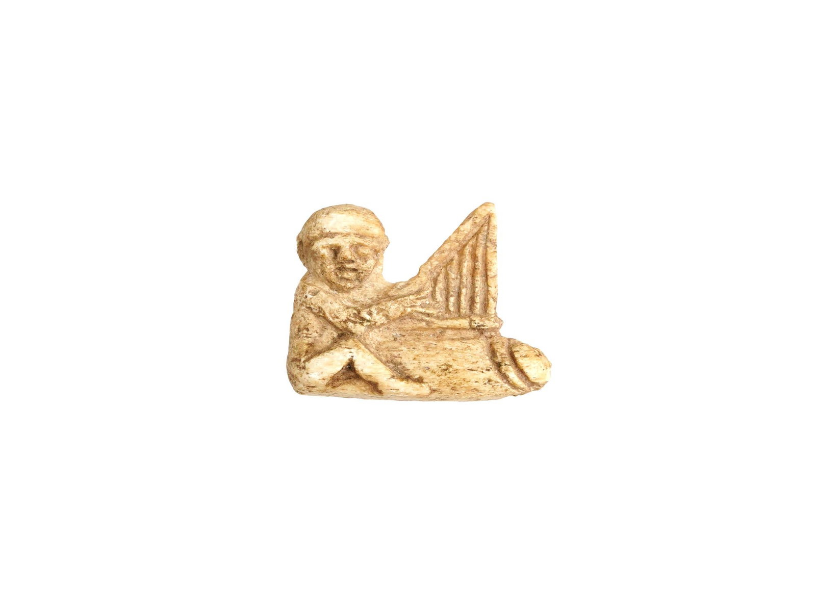 ANCIENT EGYPTIAN EROTIC AMULET FIGURINE PENDANT: An ancient Egyptian erotic amulet figurine pendant. Late period, circa 700 to 200 BC. Ancient Egyptian Amulet Wares, Museum Pieces And Jewelry Collectibles. THIS LOT IS ELIGIBLE FOR A 30-DAY U