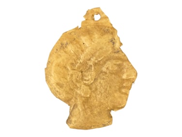 ANCIENT GREEK GOLD PENDANT WITH ATHENA HEAD 500 TO 300 BC