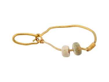 ANCIENT ROMAN GOLD PENDANT W GLASS BEADS 100 TO 300 AD