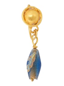 ANCIENT ROMAN EMPIRE GOLD AND GLASS EARRING