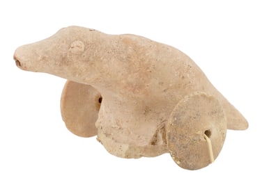 ANCIENT HITTITE TERRACOTTA TOY BIRD ON TWO WHEELS