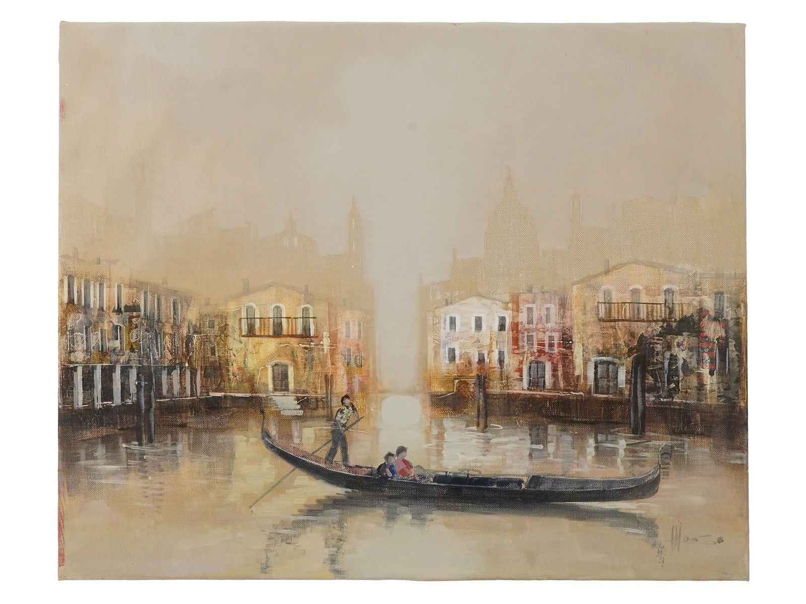 VINTAGE VENETIAN LANDSCAPE OIL PAINTING SIGNED (1 of 4)