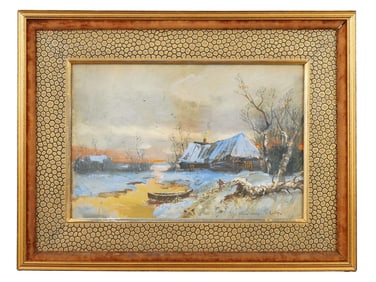 RUSSIAN MIXED MEDIA PAINTING SIGNED JULIUS KLEVER
