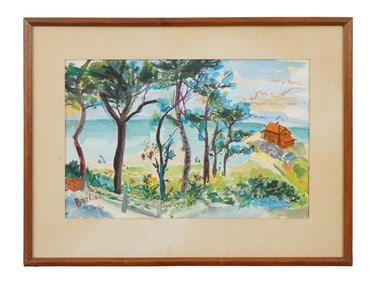 ATTR DAVID BURLIUK SEASCAPE WATERCOLOR PAINTING