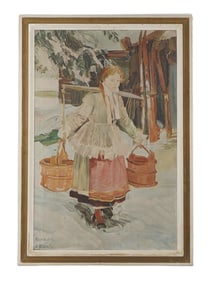 OIL ON CANVAS PAINTING BY A BLANK AFTER A L ZORN