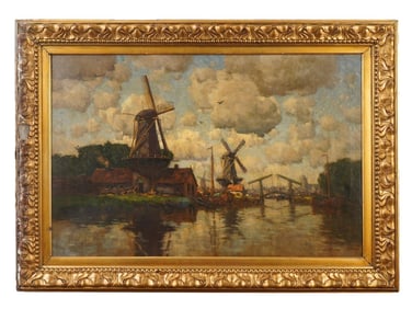 LARGE ANTIQUE OIL PAINTING BY HERMANUS KOEKKOEK