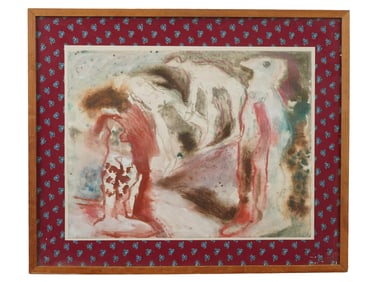 ABSTRACT GOUACHE PAINTING SIGNED GN GIMTASTAS 1986