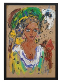 RUSSIAN MIXED MEDIA PAINTING ATTR TO ANATOLY ZVEREV