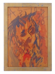SIGNED A ZVEREV MIXED MEDIA SELF PORTRAIT PAINTING