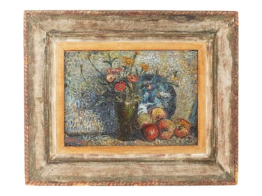 ATTR TO DAVID BURLIUK RUSSIAN STILL LIFE OIL PAINTING