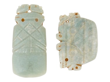 ANCIENT PRE COLUMBIAN CARVED JADE AMULET PENDANTS