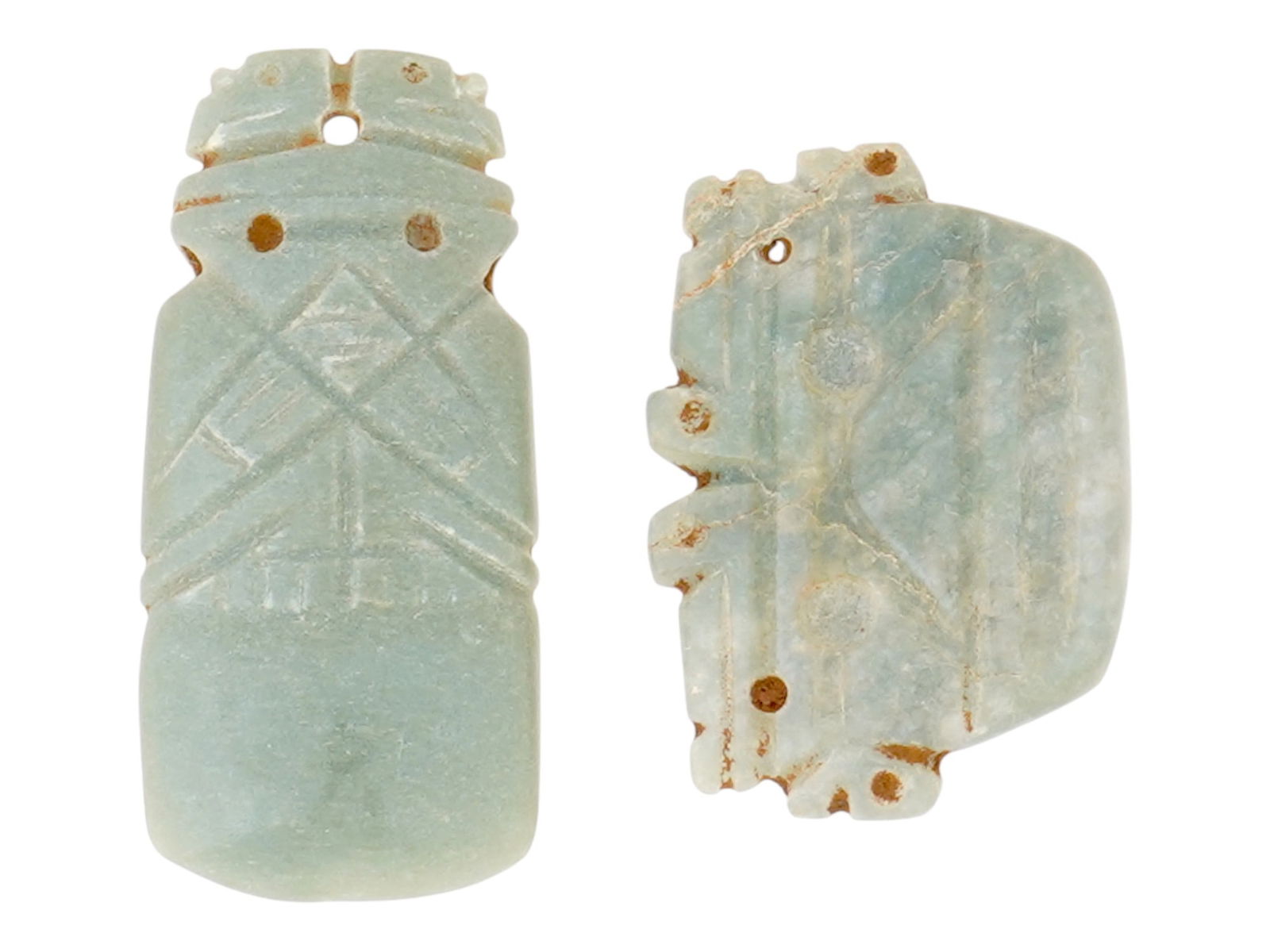 ANCIENT PRE COLUMBIAN CARVED JADE AMULET PENDANTS (1 of 8)