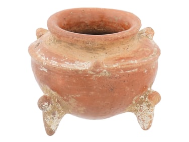 PRE COLOMBIAN HANDLED TRIPOD TERRACOTTA POTTERY VASE