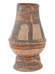 PRE COLUMBIAN HAND PAINTED TERRACOTTA POTTERY URN