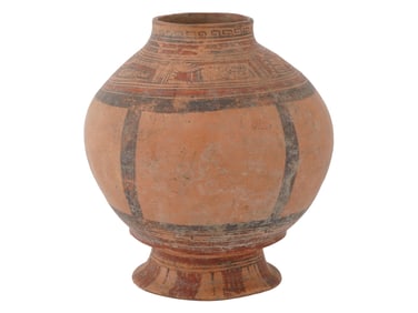 ANCIENT PRE COLUMBIAN HAND PAINTED TERRACOTTA URN
