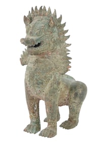 SOUTHEAST ASIAN SOLID BRONZE FIGURE OF FOO DOG