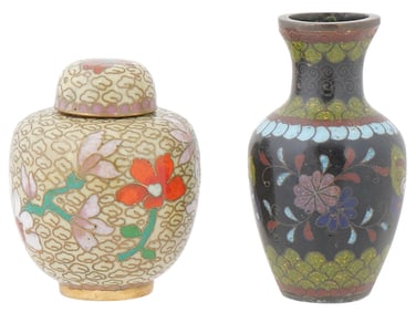 LOT OF MINIATURE CHINESE CLOISONNE ENAMEL VASE JAR
