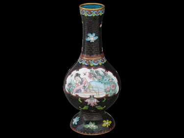 VINTAGE CHINESE CLOISONNE ENAMEL VASE WITH MEDALLIONS