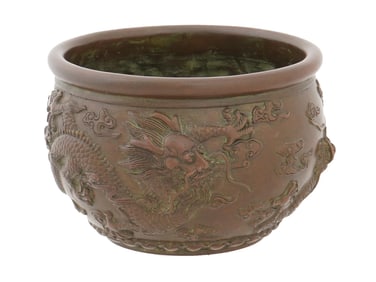 CHINESE SCULPTURAL DRAGON DESIGN BRONZE CENSER