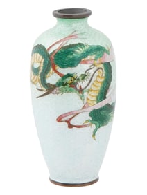 ANTIQUE JAPANESE MEIJI ERA GINBARI CLOISONNE VASE