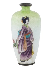ANTIQUE JAPANESE MEIJI ERA GINBARI CLOISONNE VASE
