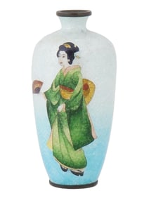 ANTIQUE JAPANESE MEIJI ERA GINBARI CLOISONNE VASE