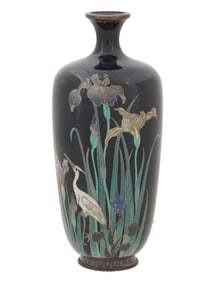 ANTIQUE JAPANESE MEIJI CLOISONNE VASE SIGNED OTA