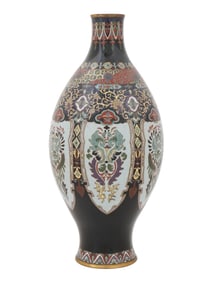 ANTIQUE JAPANESE LATE MEIJI ERA CLOISONNE ENAMEL VASE