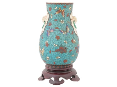 ANTIQUE JAPANESE TOTAI SHIPPO CLOISONNE ENAMEL VASE