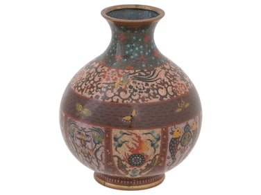 ANTIQUE JAPANESE MEIJI ERA CLOISONNE ENAMELED VASE